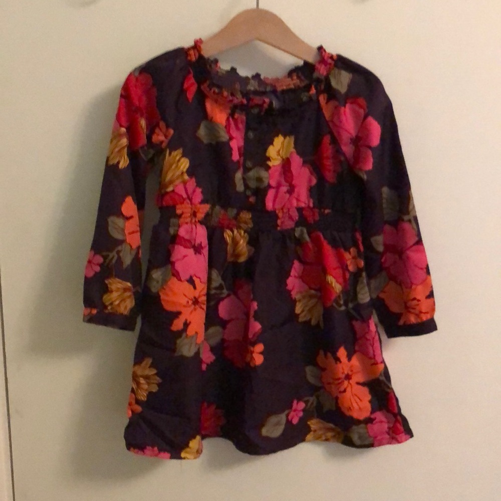 Old Navy Purple Floral Satin Long Sleeve Dress 3